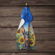 Load image into Gallery viewer, Doberman Pinscher in Sunflowers Kitchen Towel