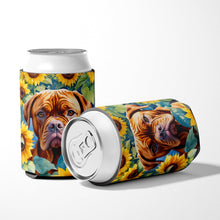 Load image into Gallery viewer, Dogue de Bordeaux in Sunflowers Can or Bottle Hugger