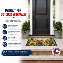 Load image into Gallery viewer, Dogue de Bordeaux in Sunflowers Doormat Front Door Mat Indoor Outdoor Rugs for Entryway, Non Slip Washable Low Pile, 18H X 27W