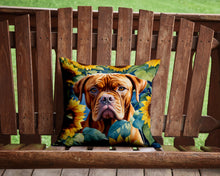 Load image into Gallery viewer, Dogue de Bordeaux in Sunflowers Throw Pillow - 14x14 Decorative Pillow – Art for Your Home &amp; Patio