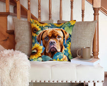 Load image into Gallery viewer, Dogue de Bordeaux in Sunflowers Throw Pillow - 14x14 Decorative Pillow – Art for Your Home &amp; Patio