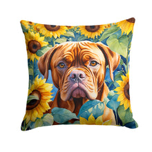 Load image into Gallery viewer, Dogue de Bordeaux in Sunflowers Throw Pillow - 14x14 Decorative Pillow – Art for Your Home &amp; Patio