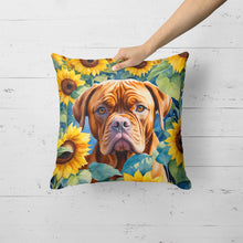 Load image into Gallery viewer, Dogue de Bordeaux in Sunflowers Throw Pillow