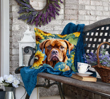 Load image into Gallery viewer, Dogue de Bordeaux in Sunflowers Throw Pillow