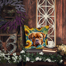 Load image into Gallery viewer, Dogue de Bordeaux in Sunflowers Throw Pillow
