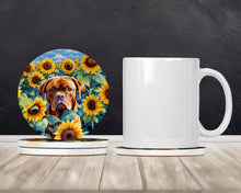 Load image into Gallery viewer, Dogue de Bordeaux in Sunflowers Large Sandstone Coasters Pack of 4