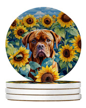 Load image into Gallery viewer, Dogue de Bordeaux in Sunflowers Large Sandstone Coasters Pack of 4
