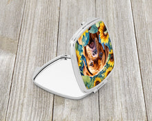 Load image into Gallery viewer, Dogue de Bordeaux in Sunflowers Compact Mirror – Stylish Purse Mirror with Artistic Covers