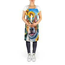Load image into Gallery viewer, English Bull Terrier in Sunflowers Apron – Artist-Designed Kitchen, BBQ &amp; Craft Apron
