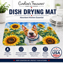 Load image into Gallery viewer, English Bull Terrier in Sunflowers Dish Drying Mat Absorbent Dish Drying Mat Pad for Kitchen Counter Dish Drainer Mat for Countertop, 14 x 21", Multicolor