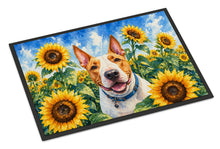 Load image into Gallery viewer, English Bull Terrier in Sunflowers Doormat Front Door Mat Indoor Outdoor Rugs for Entryway, Non Slip Washable Low Pile, 18H X 27W