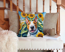 Load image into Gallery viewer, English Bull Terrier in Sunflowers Throw Pillow - 14x14 Decorative Pillow – Art for Your Home &amp; Patio