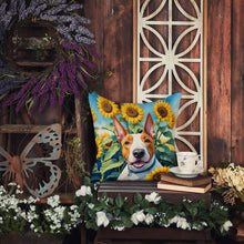Load image into Gallery viewer, English Bull Terrier in Sunflowers Throw Pillow - 14x14 Decorative Pillow – Art for Your Home &amp; Patio