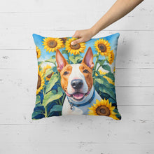 Load image into Gallery viewer, English Bull Terrier in Sunflowers Throw Pillow