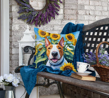 Load image into Gallery viewer, English Bull Terrier in Sunflowers Throw Pillow