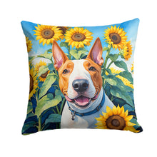 Load image into Gallery viewer, English Bull Terrier in Sunflowers Throw Pillow