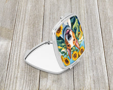 Load image into Gallery viewer, English Bull Terrier in Sunflowers Compact Mirror – Stylish Purse Mirror with Artistic Covers