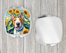 Load image into Gallery viewer, English Bull Terrier in Sunflowers Compact Mirror – Stylish Purse Mirror with Artistic Covers