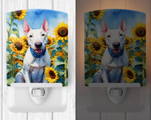 Load image into Gallery viewer, English Bull Terrier in Sunflowers Ceramic Night Light