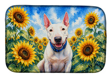 Load image into Gallery viewer, English Bull Terrier in Sunflowers Dish Drying Mat Absorbent Dish Drying Mat Pad for Kitchen Counter Dish Drainer Mat for Countertop, 14 x 21", Multicolor
