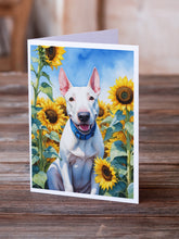 Load image into Gallery viewer, English Bull Terrier in Sunflowers Greeting Cards - Blank Note Cards – 8-Pack of Artist-Designed Cards with Envelopes