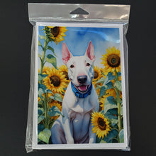 Load image into Gallery viewer, English Bull Terrier in Sunflowers Greeting Cards - Blank Note Cards – 8-Pack of Artist-Designed Cards with Envelopes