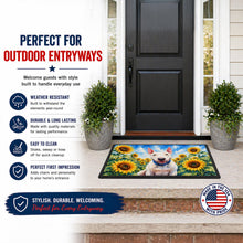 Load image into Gallery viewer, English Bull Terrier in Sunflowers Doormat Front Door Mat Indoor Outdoor Rugs for Entryway, Non Slip Washable Low Pile, 24H X 36W