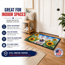 Load image into Gallery viewer, English Bull Terrier in Sunflowers Doormat Front Door Mat Indoor Outdoor Rugs for Entryway, Non Slip Washable Low Pile, 18H X 27W