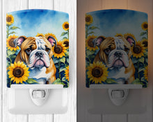 Load image into Gallery viewer, English Bulldog in Sunflowers Ceramic Night Light