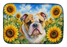 Load image into Gallery viewer, English Bulldog in Sunflowers Dish Drying Mat Absorbent Dish Drying Mat Pad for Kitchen Counter Dish Drainer Mat for Countertop, 14 x 21", Multicolor
