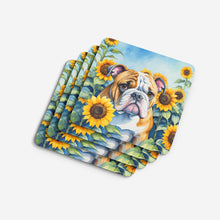 Load image into Gallery viewer, English Bulldog in Sunflowers Coasters - Set of 4 Lightweight Foam, Absorbent Drink Coasters