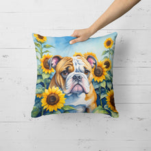 Load image into Gallery viewer, English Bulldog in Sunflowers Throw Pillow