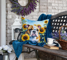 Load image into Gallery viewer, English Bulldog in Sunflowers Throw Pillow