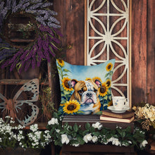 Load image into Gallery viewer, English Bulldog in Sunflowers Throw Pillow