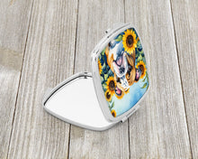 Load image into Gallery viewer, English Bulldog in Sunflowers Compact Mirror – Stylish Purse Mirror with Artistic Covers