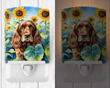 Load image into Gallery viewer, English Cocker Spaniel in Sunflowers Ceramic Night Light
