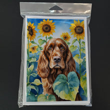 Load image into Gallery viewer, English Cocker Spaniel in Sunflowers Greeting Cards - Blank Note Cards – 8-Pack of Artist-Designed Cards with Envelopes