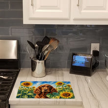 Load image into Gallery viewer, English Cocker Spaniel in Sunflowers Cutting Board Tempered Glass Kitchen Cutting Surface, Heat Resistant Chopping Board with Non-Slip Feet, Decorative Food Prep &amp; Serving
