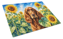 Load image into Gallery viewer, English Cocker Spaniel in Sunflowers Cutting Board Tempered Glass Kitchen Cutting Surface, Heat Resistant Chopping Board with Non-Slip Feet, Decorative Food Prep &amp; Serving