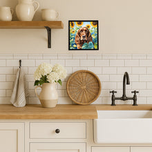 Load image into Gallery viewer, English Cocker Spaniel in Sunflowers Framed Metal Print