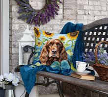 Load image into Gallery viewer, English Cocker Spaniel in Sunflowers Throw Pillow