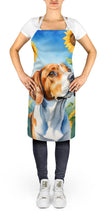 Load image into Gallery viewer, English Foxhound in Sunflowers Apron – Artist-Designed Kitchen, BBQ &amp; Craft Apron