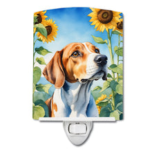 Load image into Gallery viewer, English Foxhound in Sunflowers Ceramic Night Light