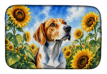Load image into Gallery viewer, English Foxhound in Sunflowers Dish Drying Mat Absorbent Dish Drying Mat Pad for Kitchen Counter Dish Drainer Mat for Countertop, 14 x 21", Multicolor