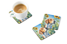 Load image into Gallery viewer, English Foxhound in Sunflowers Coasters - Set of 4 Lightweight Foam, Absorbent Drink Coasters