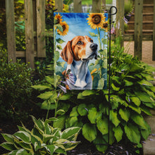 Load image into Gallery viewer, English Foxhound in Sunflowers Garden Flag – Bright Dog-Themed Yard Decor