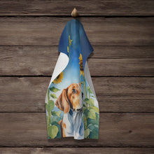 Load image into Gallery viewer, English Foxhound in Sunflowers Kitchen Towel