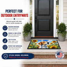 Load image into Gallery viewer, English Foxhound in Sunflowers Doormat Front Door Mat Indoor Outdoor Rugs for Entryway, Non Slip Washable Low Pile, 18H X 27W