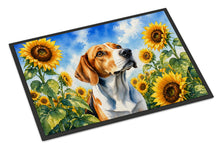 Load image into Gallery viewer, English Foxhound in Sunflowers Doormat Front Door Mat Indoor Outdoor Rugs for Entryway, Non Slip Washable Low Pile, 18H X 27W