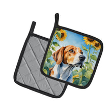 Load image into Gallery viewer, English Foxhound in Sunflowers Pot Holders - Set of 2 Decorative Kitchen Helpers | Made in the USA